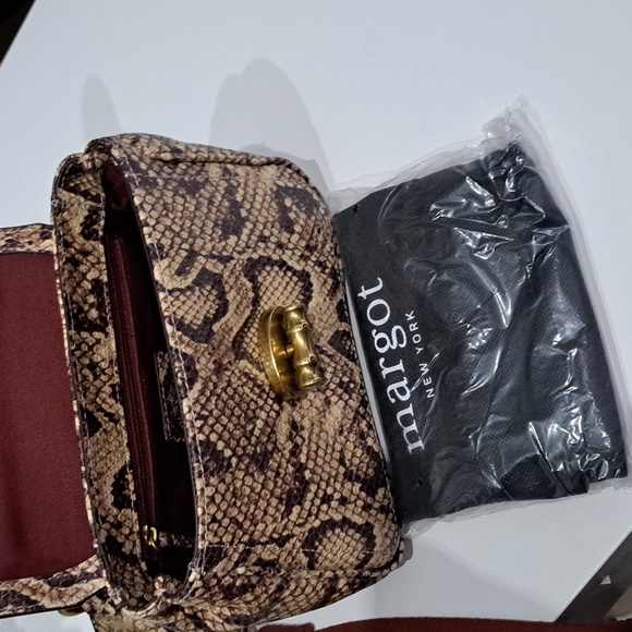 Margot Lina Flap Satchel Snake Print Embossed Leather Bag - Picture 7 of 10